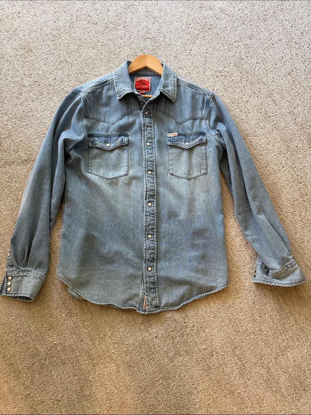 Sendero Denim Western Button-Down Shirt in Light Blue